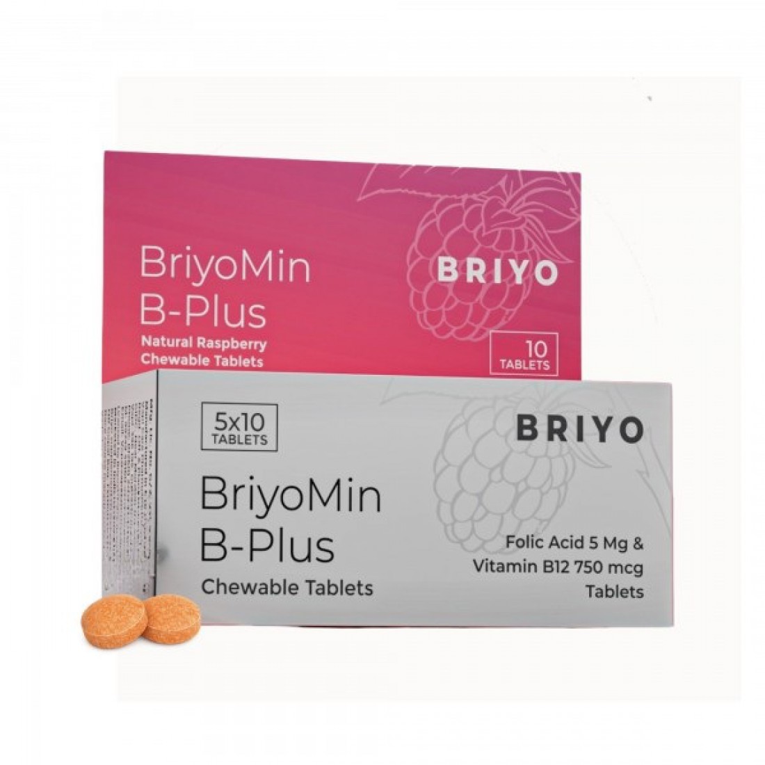 Briyomin B Plus Natural Raspberry Flavor Chewable Tablet (10 Tab)