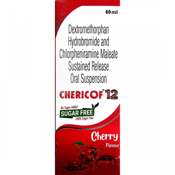 Chericof 12 Sugar Free Cherry Flavour Oral Suspension 60 ml