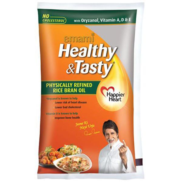 Buy Emami Healthy & Tasty Refined Rice Bran Oil Refill 1 L Online at ...