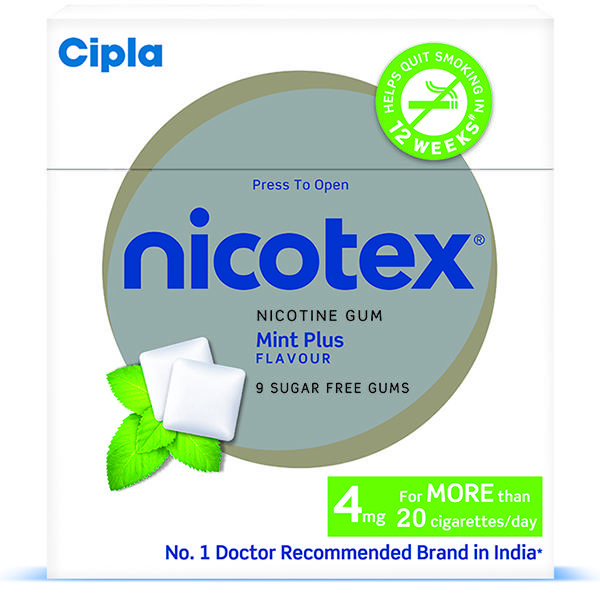 Nicotex Mint Plus Flavour Sugar Free Chewing Gum 4 mg (9 Gum) Nicotex Mint Plus Flavour Sugar Free Chewing Gum 4 mg (9 Gum)