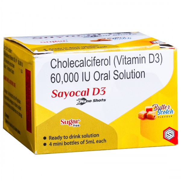 Sayocal D3 Nano Shots Butter Scotch Flavour Sugar Free Oral Solution 5 ml