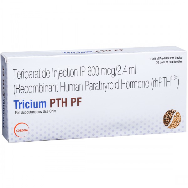 Tricium PTH PF 600 mcg/2.4 ml Pre Filled Pen (Free 30 Needles)
