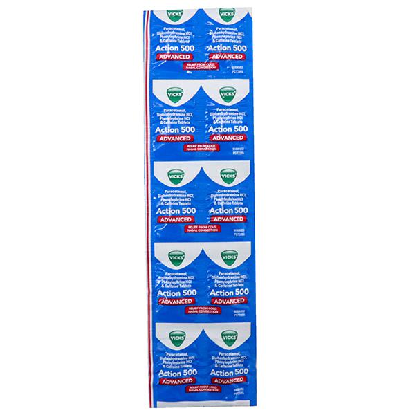 Vicks Action Advanced 500 mg Tablet (10 Tab) Vicks Action Advanced 500 mg Tablet (10 Tab)