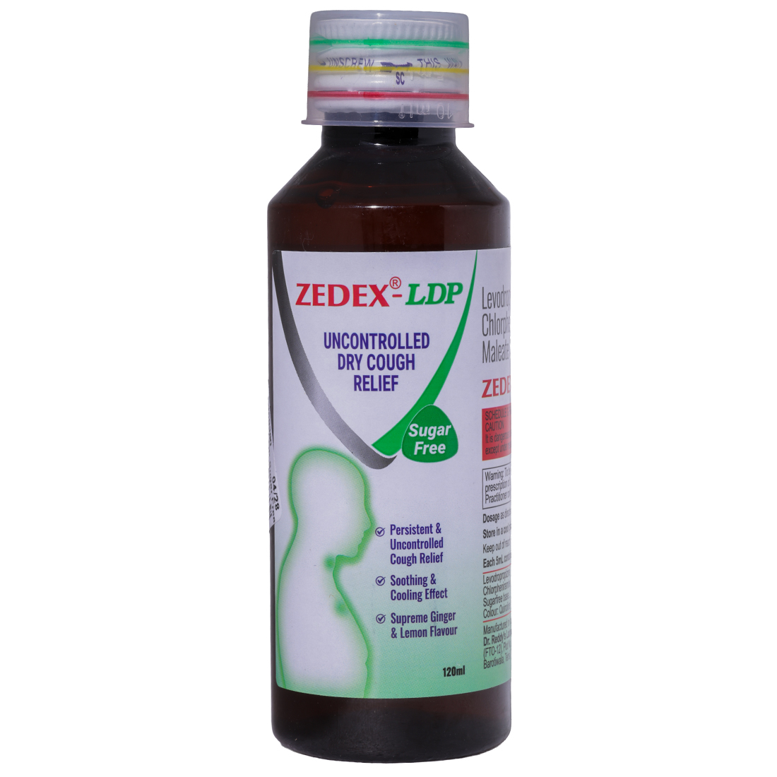 Zedex LDP Sugar Free Supreme Ginger & Lemon Flavour Syrup 120 ml